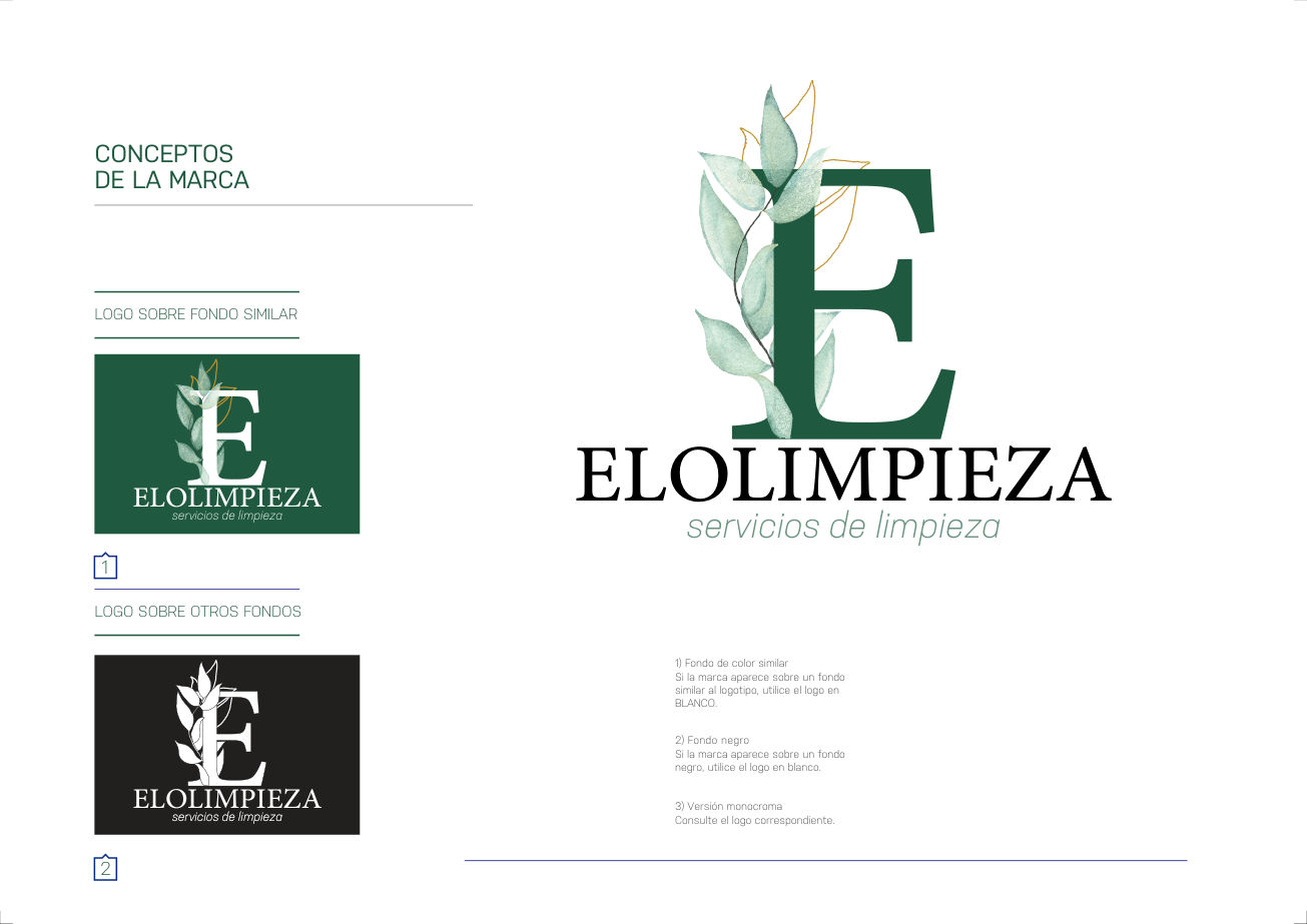 Identidad de Elolimpieza y versiones sobre verde y negro
